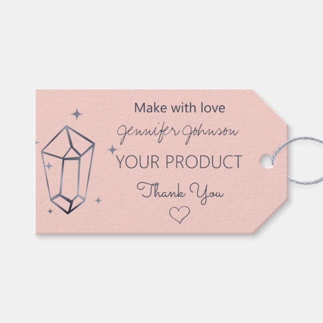 Personliga mörkgrå folie rosa presentetiketter (Framsidan (Horisontell))