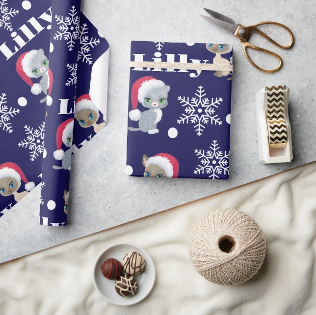 Personliga Namn Katter Jul Christmas Presentpapper (Hantverk)