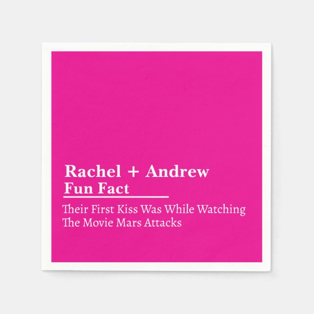 Personliga namn stiliga roliga fakta bröllopsserve pappersservett (Framsidan)