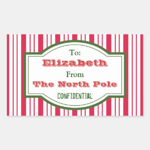 Personliga North Pole-presenttaggstickrar Rektangulärt Klistermärke