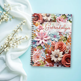 Personliga pappersblommor spiralbundet anteckningsbok