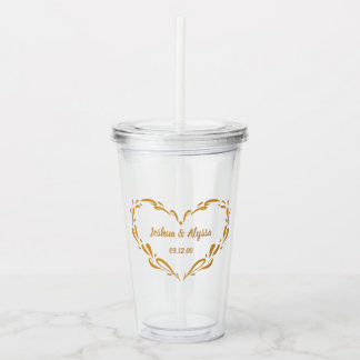 Personliga Parnamn Elegant Guldhjärta Take Away Mugg