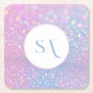 Personliga Pastell Rosa Glitterpapper Underlägg Papper Kvadrat