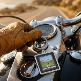 Personliga pensionsgåvor för pappa med motorcykelt fyrkantig silverfärgad nyckelring