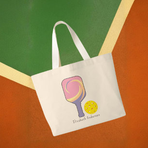 Personliga Pickleball Namnskyltar Randiga Paddlar Jumbo Tygkasse
