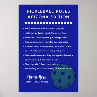 Personliga Pickleball-regler Arizona Edition Affis Poster