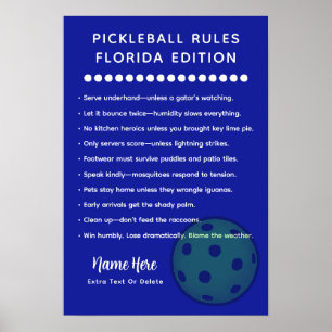 Personliga Pickleball-regler Florida-regler Poster