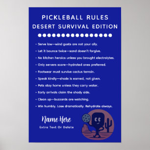 Personliga Pickleball-regler för Ökenöverlevnad Poster