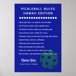 Personliga Pickleball-regler Hawaii Edition Post Poster