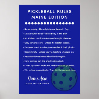 Personliga Pickleball-regler Maine Edition Poster