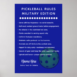 Personliga Pickleball-regler MILITÄR EDITION Poster