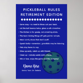 Personliga Pickleball-regler PENSIONÄR-EDITION Poster