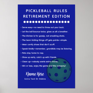 Personliga Pickleball-regler PENSIONÄR-EDITION Poster