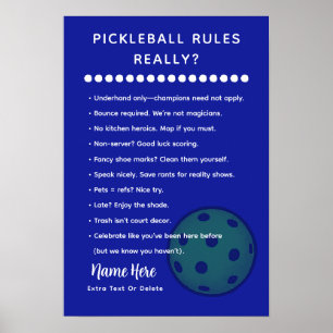 Personliga Pickleball-regler SARASTISKA UPPLAGAN Poster