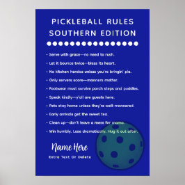 Personliga Pickleball-regler Södra utgåvan Poster