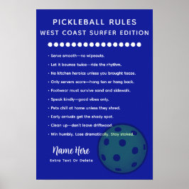 Personliga Pickleball-regler West Coast Surfer Poster