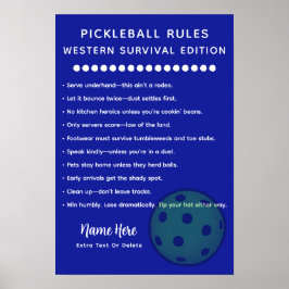 Personliga Pickleball-regler Western Survival Poster