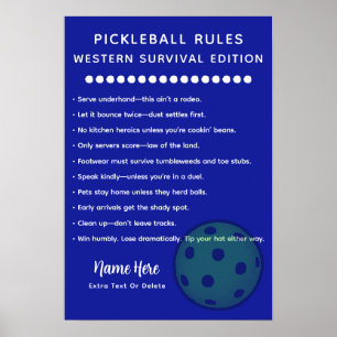 Personliga Pickleball-regler Western Survival Poster