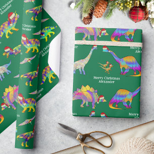 Personliga Pojknamn Jul Dinosaurier Presentpapper