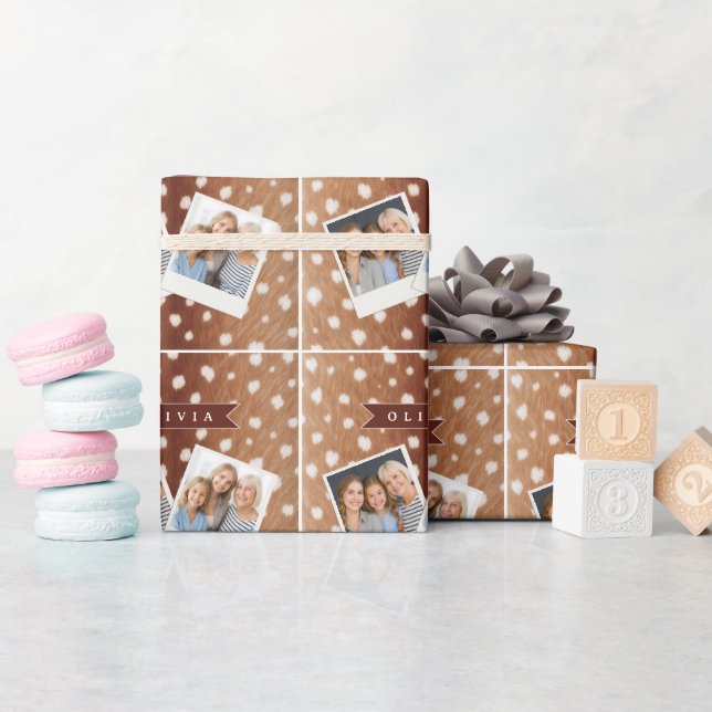 Personliga presenter med hjorttryck i neutral stil presentpapper (Baby Shower)