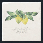 Personliga presenter Vattenfärg citron Botanisk Stenunderlägg<br><div class="desc">Förhöj din fest med dessa anpassade stentorkar, en vacker blandning av funktion och stil som också fungerar som en elegant bröllopssouvenir. Med ömtåliga akvarellmotiv av citron och designade av Victoria Grigaliunas från Do Tell A Belle, är dessa torkar perfekta för möhippor, bröllop eller andra speciella tillställningar inspirerade av citruscharm och...</div>