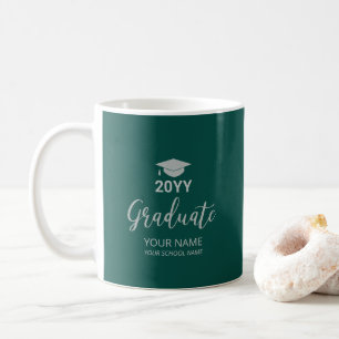 Personliga presentidéer i silver och grönt för exa kaffemugg