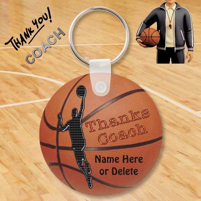 Personliga presentidéer till baskettränare nyckelring (Cheap basketball coach gifts. Thank you basketball coach. Boys basketball coach gift ideas. Keychain)