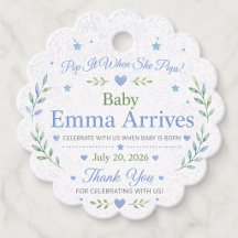 Personliga presentkort för baby shower