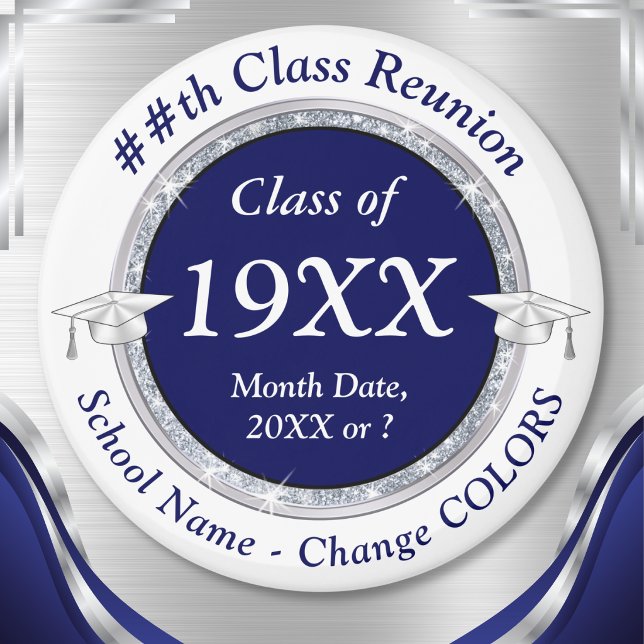 Personliga, prisvärda presentgåvor för klassåtertr magnet (1976, Navy Blue and White, Inexpensive class reunion gifts. Class reunion magnets BULK or buy one.)