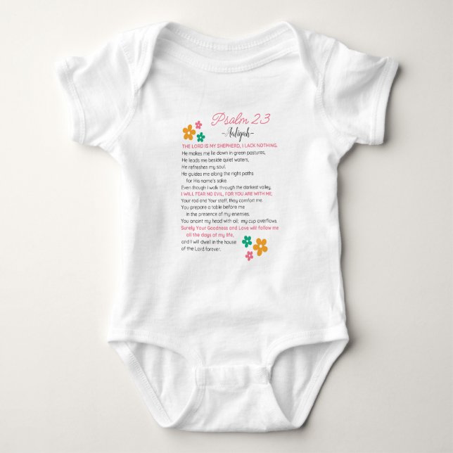 Personliga Psalm 23-Svenska Bibelvers Blommor T Shirt (Framsida)