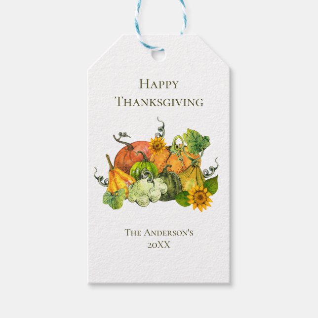 Personliga pumpafirande av Thanksgiving höst  Presentetikett (Framsidan)