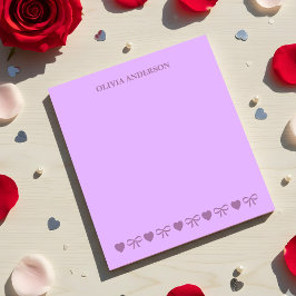 Personliga Purple Hearts & Bows Alla Hjärtans Dag Anteckningsblock