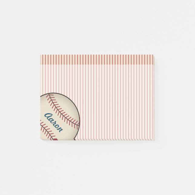 Personliga randiga baseboll Post It Notes-gåva Post-it Block (Framsida)