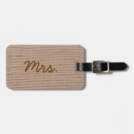 Personliga resväskemärken för Mrs. Rustic Burlap Bagagebricka