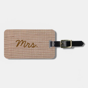 Personliga resväskemärken för Mrs. Rustic Burlap Bagagebricka