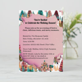 Personliga Retro Minimalistiska Färgträd Inbjudningar