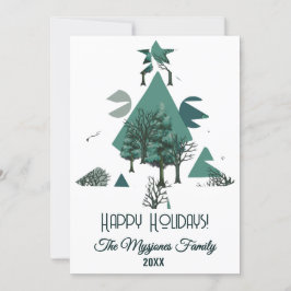 Personliga Retro Minimalistiska Träd och Former Julkort