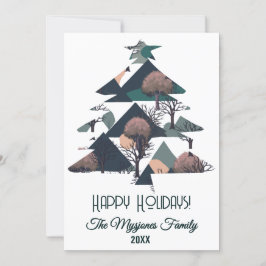 Personliga Retro Minimalistiska Träd och Former Julkort