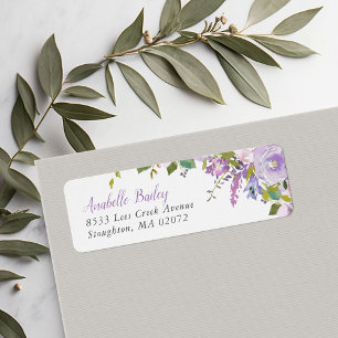 Personliga returadressetiketter med syrenblommor returadress etikett