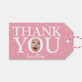 Personliga roliga baby-ansikte TACK-gåvokort Presentetikett