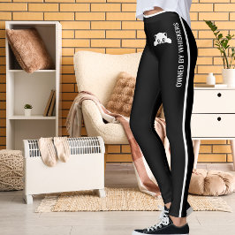 Personliga roliga katter husdjur svarta vita rände leggings