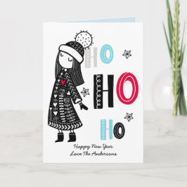 Personliga roliga skandinaviska juldoodles kort