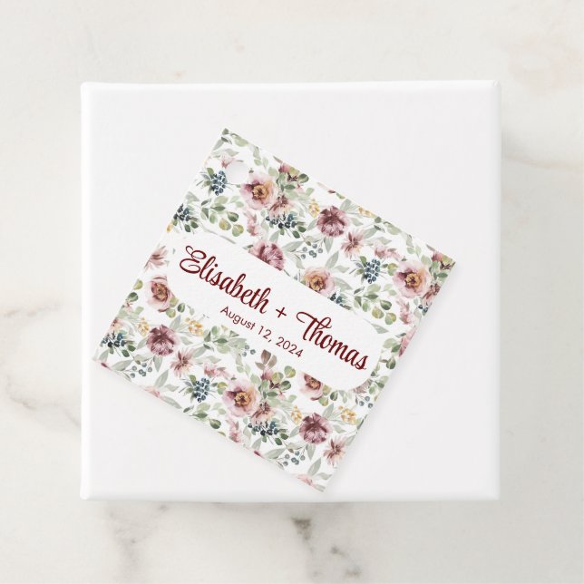 Personliga romantiska blommiga pastellfärgade pres gåvor etiketter (På plats)