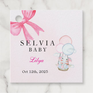 Personliga Rosa Båge Baby Shower Förmånsetiketter Gåvor Etiketter