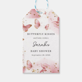 Personliga Rosa Fjäril Babyshower Presentkort Presentetikett