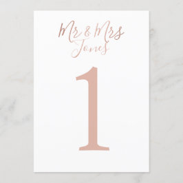 Personliga Rosa Guld Bröllops Bordskort