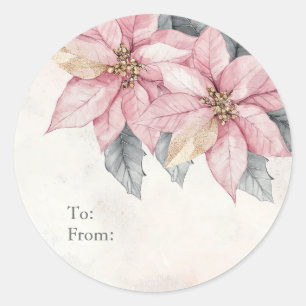 Personliga rosa julstjärna-blommor Till och Från Runt Klistermärke