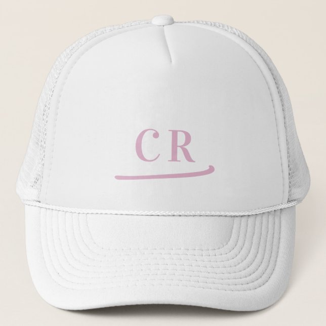 Personliga rosa monograminitialer minimalistiska  keps (Framsida)