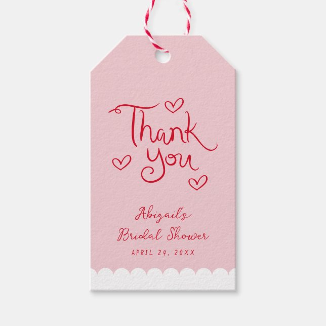 Personliga Rosa Röd Whimsical Tack Presentetikett (Framsidan)