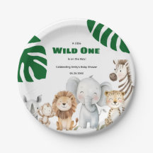 Personliga Safari Baby Shower Pappers Tallrikar